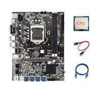 Tweovnai B75 ETH Carte MèRe MinièRe 8XPCIE Adaptateur USB + CPU + Câble RéSeau RJ45 + Câble SATA LGA1155 MSATA B75 Carte MèRe Mineur
