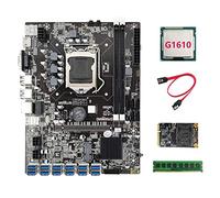 Tweovnai B75 ETH Mining Carte MèRe 12XPCIE vers USB + G1610 CPU + DDR3 4 Go 1600 MHz RAM + MSATA SSD 64G + Câble SATA Carte MèRe BTC Miner