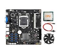 Tweovnai B75E 8 Carte BTC Carte MèRe MinièRe Prend en Charge 8 Ports USB3.0 B75 Puce LGA1155 DDR3 RAM MSATA + CPU + Ventilateur de Refroidissement + Câble de Commutation
