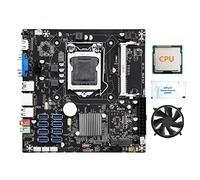 Tweovnai B75E 8 Cartes BTC Mining Carte MèRe + CPU + Ventilateur de Refroidissement + Graisse Thermique B75 Puce LGA1155 DDR3 RAM MSATA Prise en Charge 8 Ports USB3.0