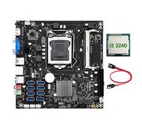 Tweovnai B75E 8 Cartes BTC Mining Carte MèRe + I3 3240 CPU + Câble SATA 8X USB3.0 vers PCIE 1X Puce B75 LGA1155 DDR3 RAM MSATA ETH Miner