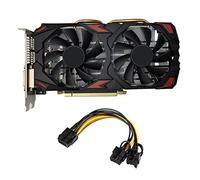 Tweovnai Carte Graphique RX580 8GB DDR5 256Bit + Câble 8Pin à Double 8Pin 14Nm 1284Mhz 1750Mhz PCI E 3.0 HD DP Carte VidéO à Double Ventilateur