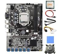 Tweovnai Carte MèRe 12 Cartes B75 BTC Mining + CPU + Ventilateur + Coussin Thermique + Câble d'alimentation + Câble SATA/Commutateur 12 USB3.0 LGA1155 DDR3 RAM SATA3. 0