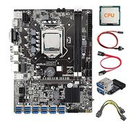 Tweovnai Carte MèRe 12 GPU B75 BTC Mining + CPU + Câble d'alimentation + Adaptateur USB3.0 + Câble de Commutation 12X Emplacement USB3.0 LGA1155 DDR3 RAM SATA3.0