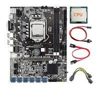 Tweovnai Carte MèRe 12 GPU B75 Mining + CPU + Câble d'alimentation + Câble de Commutation + Câble SATA 12X USB3.0 vers Emplacement PCIE LGA1155 DDR3 RAM SATA3.0