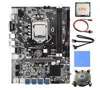 Tweovnai Carte MèRe 8 Cartes B75 BTC Mining + CPU + Ventilateur + Tampon Thermique + Câble SATA + Câble de Commutation 8 USB3.0 (PCIE) LGA1155 DDR3 RAM SATA3 .0