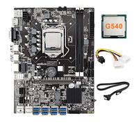 Tweovnai Carte MèRe 8 Cartes B75 BTC Mining + Processeur G540 + Câble d'alimentation 4 Broches à 6 Broches + Câble SATA 8X USB3.0 (PCIE) LGA1155 DDR3 RAM SATA3.0