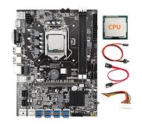 Tweovnai Carte MèRe 8 Cartes B75 ETH Mining + CPU + Câble D'Extension d'alimentation 24 Broches + SATA + Câble de Commutation 8X USB3.0 (PCIE) LGA1155 DDR3 SATA3.0