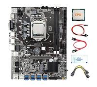 Tweovnai Carte MèRe 8 GPU B75 Mining + CPU + Câble d'alimentation + Graisse Thermique + Câble de Commutation + Câble SATA 8X Emplacement USB 3.0 LGA1155 DDR3 SATA3.0