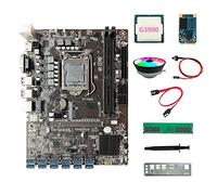 Tweovnai Carte MèRe B250C ETH Miner 12USB + G3900 CPU + DDR4 4 Go de RAM + 64G SSD + Ventilateur RVB + Câble SATA + Câble de Commutation +Graisse Thermique+DéFlecteur