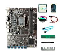 Tweovnai Carte MèRe B250C ETH Miner 12USB + G39XX CPU + DDR4 4 Go de RAM + 64G SSD + Ventilateur RVB + Câble SATA + Câble de Commutation +Graisse Thermique+DéFlecteur