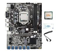Tweovnai Carte MèRe B75 12 Cartes BTC Mining + CPU + Graisse Thermique + Câble SATA 12 USB3.0 vers Emplacement GPU PCIE LGA1155 DDR3 RAM SATA3.0