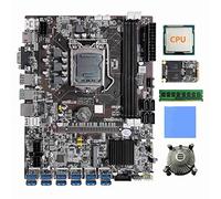 Tweovnai Carte MèRe B75 12 Cartes BTC Mining + CPU + Ventilateur CPU + Tampon Thermique + 128G SSD + 8G DDR3 RAM 12 USB3.0 (PCIE1X) Emplacement LGA1155 DDR3 MSATA