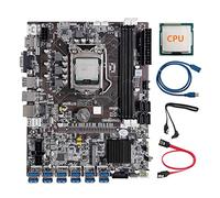 Tweovnai Carte MèRe B75 12 Cartes BTC Mining + Processeur AléAtoire + Câble D'Extension USB (1M) + Câble 2XSATA 12XUSB3.0 Slot LGA1155 DDR3 RAM MSATA