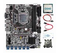 Tweovnai Carte MèRe B75 12 Cartes BTC Mining + Processeur G640 + Ventilateur + Graisse Thermique + Câble SATA + Commutateur Ligne 12 Emplacement USB3.0 LGA1155 DDR3 MSATA