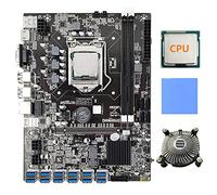 Tweovnai Carte MèRe B75 12 Cartes ETH/BTC Mining + Processeur AléAtoire + Ventilateur de Refroidissement + Tampon Thermique 12 Emplacement USB3.0 (PCIE) LGA1155 DDR3 RAM SATA3.0