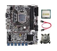 Tweovnai Carte MèRe B75 12 Cartes GPU BTC Mining + G1630 CPU + Ventilateur de Refroidissement + Câble SATA 12XUSB3.0 Slot LGA1155 DDR3 RAM MSATA ETH Miner