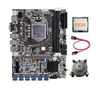 Tweovnai Carte MèRe B75 12 Cartes GPU BTC Mining + G620 CPU + Ventilateur de Refroidissement + Câble SATA 12XUSB3.0 Slot LGA1155 DDR3 RAM MSATA ETH Miner