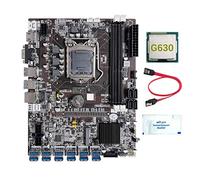 Tweovnai Carte MèRe B75 12 Cartes GPU BTC Mining + G630 CPU + Graisse Thermique + Câble SATA 12XUSB3.0 (PCIE) Emplacement LGA1155 DDR3 RAM MSATA
