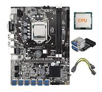 Tweovnai Carte MèRe B75 12 GPU BTC Mining + CPU + Câble d'alimentation + Adaptateur USB3.0 12X USB3.0 vers Emplacement PCIE LGA1155 DDR3 SATA3.0 ETH Miner