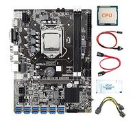 Tweovnai Carte MèRe B75 12 GPU BTC Mining + CPU + Graisse Thermique + Câble d'alimentation + Câble SATA/Commutateur 12X USB3.0 LGA1155 DDR3 RAM SATA3.0