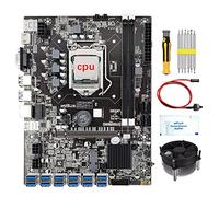 Tweovnai Carte MèRe B75 12 GPU BTC Mining + CPU + Ventilateur + Graisse Thermique + Ligne de Commutation + Kit de Tournevis 12 Emplacement USB3.0 LGA1155 DDR3 SATA3.0