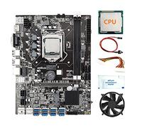 Tweovnai Carte MèRe B75 8 Card Mining + CPU + Ventilateur + Graisse Thermique + Câble D'Extension 24 Broches + Câble de Commutation 8X USB3.0 LGA1155 DDR3 SATA3.0