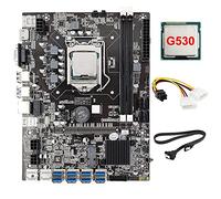 Tweovnai Carte MèRe B75 8 Card Mining + G530 CPU + 4PIN à 6PIN Câble d'alimentation + Câble SATA 8 Emplacement USB3.0 (PCIE) LGA1155 DDR3 SATA3.0 BTC