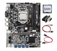 Tweovnai Carte MèRe B75 8 Cartes BTC Mining + G550 CPU + Adaptateur USB3.0 + Câble SATA + Câble de Commutation 8XUSB3.0 Slot LGA1155 DDR3 RAM MSATA