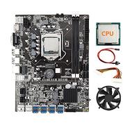 Tweovnai Carte MèRe B75 8 Cartes ETH Mining + CPU + Ventilateur + Câble D'Extension d'alimentation 24 Broches + Câble de Commutation 8X USB3.0 (PCIE) LGA1155 DDR3 SATA3.0