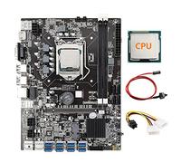 Tweovnai Carte MèRe B75 8 GPU BTC Mining + CPU + Câble d'alimentation Double 4 Broches à 6 Broches + Câble de Commutation 8 USB3.0 (PCIE) LGA1155 DDR3 RAM SATA3.0