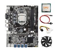 Tweovnai Carte MèRe B75 8 GPU BTC Mining + CPU + Ventilateur + Câble d'alimentation + Câble de Commutation 8 USB3.0 vers Emplacement PCIE LGA1155 DDR3 RAM SATA3.0 pour ETH