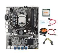 Tweovnai Carte MèRe B75 8 GPU Mining + CPU + Ventilateur + Graisse Thermique + Câble d'alimentation + Câble de Commutation 8X USB 3.0 vers PCIE LGA1155 DDR3 RAM SATA3.0