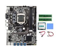 Tweovnai Carte MèRe B75 BTC Miner 8XUSB + G1630 CPU + 2XDDR3 8G 1600 MHz RAM + Câble SATA + Câble de Commutation + Tampon Thermique B75 Carte MèRe USB