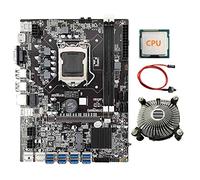 Tweovnai Carte MèRe B75 BTC Mineur avec CPU AléAtoire + Ventilateur + Câble de Commutation 8 Emplacements GPU USB3.0 vers PCIE LGA1155 DDR3 RAM SATA3.0 ETH Mineur