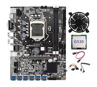 Tweovnai Carte MèRe B75 BTC Mining 12 PCIE vers USB avec Processeur G530 + Câble 4 Broches vers SATA + Ventilateur de Refroidissement DDR3 LGA1155 B75 ETH Mining