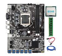 Tweovnai Carte MèRe B75 BTC Mining 12 PCIE vers USB LGA1155 avec Processeur G540 + DDR3 4 Go 1333 MHz RAM + Câble SATA + Câble RéSeau RJ45