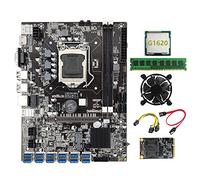 Tweovnai Carte MèRe B75 BTC Mining 12 PCIE vers USB LGA1155 MSATA SSD 128G + DDR3 4 Go 1333 MHz RAM + Ventilateur de Refroidissement Carte MèRe USB B75