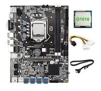 Tweovnai Carte MèRe B75 BTC Mining 8 Cartes + Processeur G1610 + Câble d'alimentation 4 Broches à 6 Broches + Câble SATA 8 USB3.0 (PCIE) LGA1155 DDR3 RAM SATA3.0