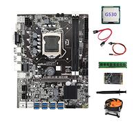 Tweovnai Carte MèRe B75 BTC Mining 8XUSB3.0 + G530 CPU + DDR3 4 Go de RAM + 128G SSD + Ventilateur + Câble SATA + Câble de Commutation +Graisse Thermique