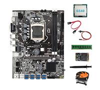 Tweovnai Carte MèRe B75 BTC Mining 8XUSB3.0 + G540 CPU + DDR3 4 Go de RAM + 128G SSD + Ventilateur + Câble SATA + Câble de Commutation +Graisse Thermique
