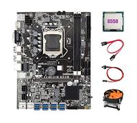 Tweovnai Carte MèRe B75 ETH Exploitation MinièRe + Processeur G550 + Ventilateur + Câble SATA + Câble de Commutation Adaptateur USB LGA1155 8XPCIE Carte MèRe MSATA DDR3 B75