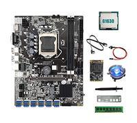 Tweovnai Carte MèRe B75 ETH Miner 12USB+G1630 CPU+4G DDR3 RAM+128G SSD+Ventilateur+Câble SATA+Câble de Commutation+Graisse Thermique+DéFlecteur