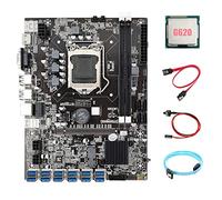 Tweovnai Carte MèRe B75 ETH Mineur 12 PCIE vers USB + CPU G620 + Câble de Port SéRie SATA3.0 + Câble SATA + Câble de Commutation Carte MèRe LGA1155