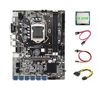Tweovnai Carte MèRe B75 ETH Mineur 12 PCIE vers USB + I3 2120 CPU + Câble SATA 15Pin vers 6Pin + Câble de Commutation + Câble SATA Carte MèRe