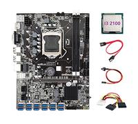 Tweovnai Carte MèRe B75 ETH Mineur 12 PCIE vers USB3.0 + I3 2100 CPU + Câble 4PIN vers SATA + Câble SATA + Câble de Commutation Carte MèRe LGA1155