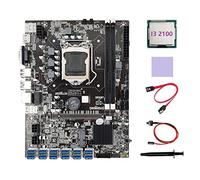 Tweovnai Carte MèRe B75 ETH Mineur 12 PCIE vers USB3.0 + I3 2100 CPU + Graisse Thermique + Tampon Thermique + Câble SATA + Câble de Commutation Carte MèRe