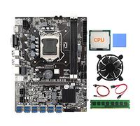 Tweovnai Carte MèRe B75 ETH Mining 12 PCIE vers USB avec Câble SATA + Ventilateur de Refroidissement + DDR3 4 Go 1600 MHz RAM LGA1155 B75 BTC Miner Mining