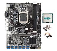 Tweovnai Carte MèRe B75 ETH Mining 12 PCIE vers USB LGA1155 avec Processeur G1630 + Câble de Commutation avec LumièRe + Câble 4 Broches vers SATA B75 USB BTC