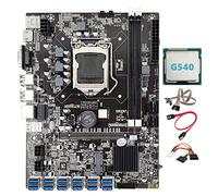Tweovnai Carte MèRe B75 ETH Mining 12 PCIE vers USB LGA1155 avec Processeur G540 + Câble de Commutation avec LumièRe + Câble 4 Broches vers SATA B75 USB BTC
